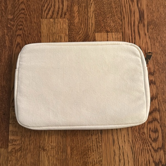 Bag Edge White Canvas Pouch with Pink Smiley Face - Picture 3 of 5